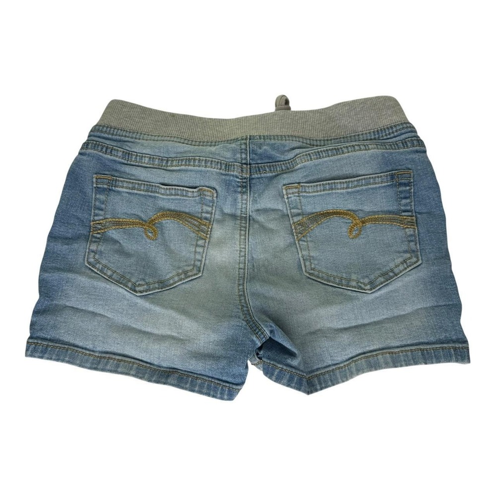 SO Denim Knit Waist Denim Shorts Girls Size 14 Light Wash Stretch Pull On